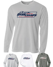 Load image into Gallery viewer, PERFORMANCE LONG SLEEVE Bass Champs Logo Tee Moisture Wicking Cool Fabric
